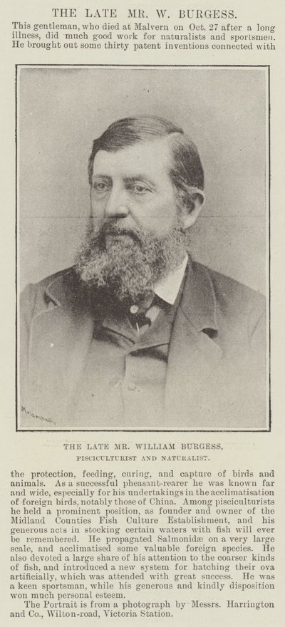 Feu M. William Burgess, pisciculteur et naturaliste - English Photographer