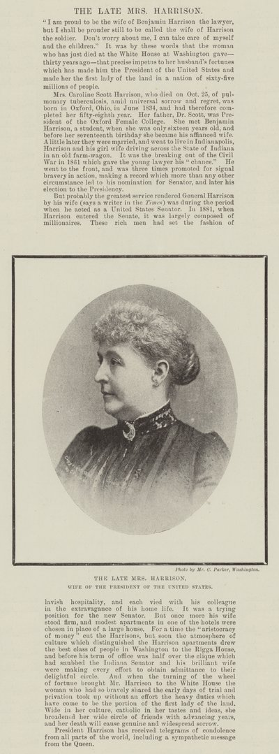 Feu Mme Harrison, épouse du président des États-Unis - English Photographer
