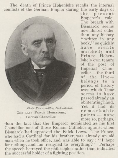 Feu le prince Hohenlohe, chancelier allemand - English Photographer