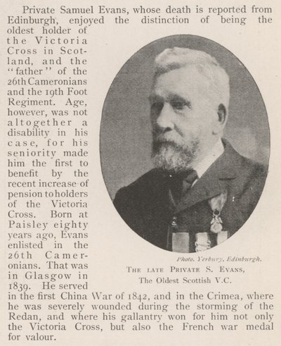 Feu le soldat S Evans, le plus ancien VC écossais - English Photographer