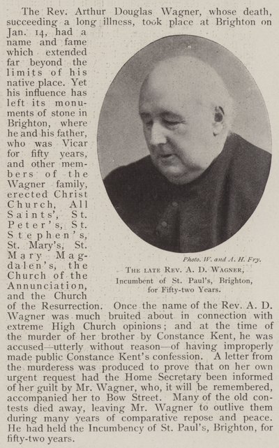 Feu le révérend A D Wagner, titulaire de St Pauls, Brighton, pendant cinquante-deux ans - English Photographer
