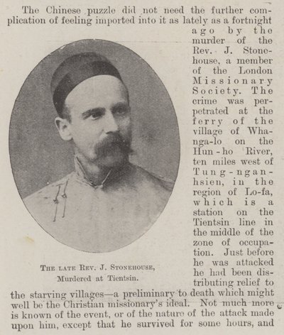 Le révérend J Stonehouse, assassiné à Tientsin - English Photographer