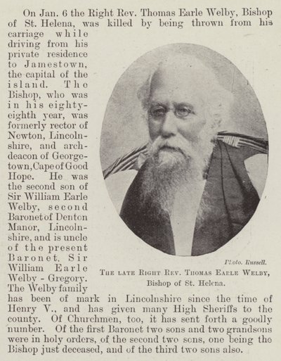 Feu le Très Révérend Thomas Earle Welby, Évêque de Sainte-Hélène - English Photographer