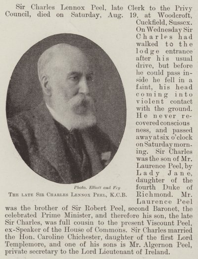 Feu Sir Charles Lennox Peel, KCB - English Photographer