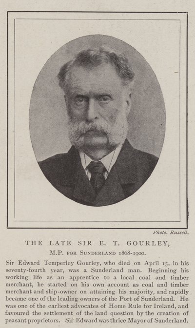 Le défunt Sir E T Gourley, député de Sunderland 1868-1900 - English Photographer