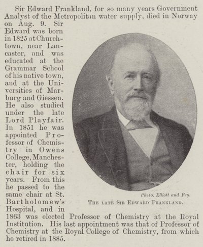 Feu Sir Edward Frankland - English Photographer