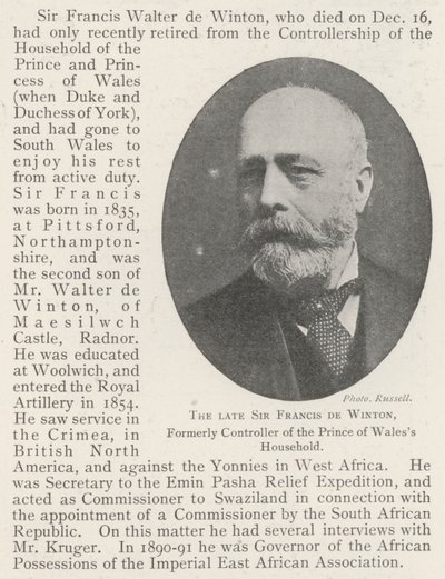 Feu Sir Francis de Winton, ancien contrôleur de la maison du prince de Galles - English Photographer