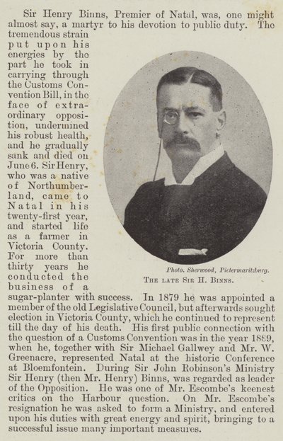 Le défunt Sir H Binns - English Photographer