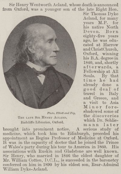 Feu Sir Henry Acland, bibliothécaire Radcliffe, Oxford - English Photographer