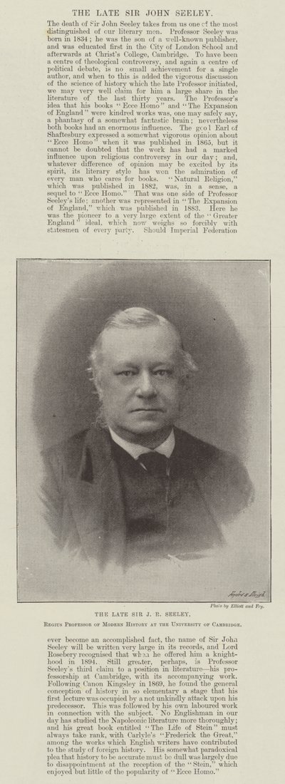 Feu Sir J. R. Seeley, professeur régent d
