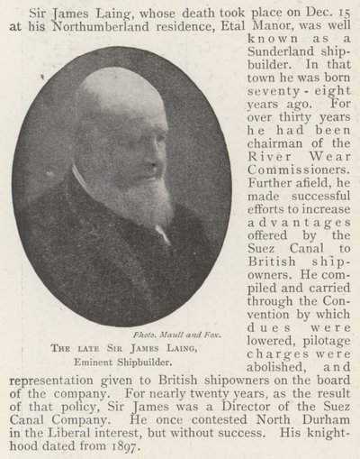 Feu Sir James Laing, éminent constructeur naval - English Photographer