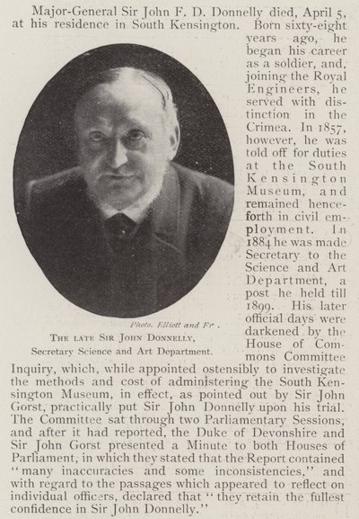 Le défunt Sir John Donnelly, secrétaire du département des sciences et des arts - English Photographer