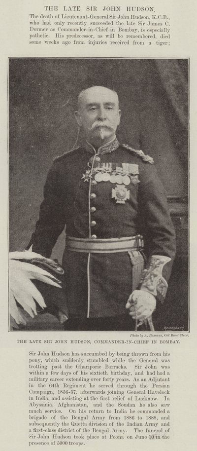 Feu Sir John Hudson, Commandant en Chef à Bombay - English Photographer