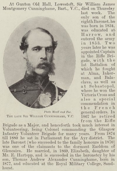 Feu Sir William Cunninghame, VC - English Photographer