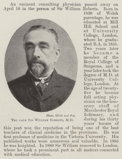 Feu Sir William Roberts, MD - English Photographer
