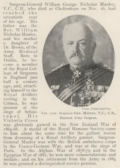 Feu le chirurgien général Manley, VC, CB, éminent chirurgien de l