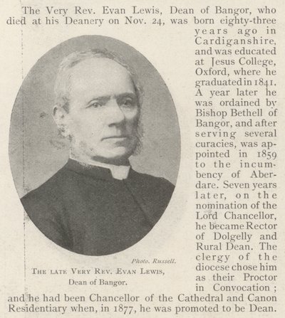 Feu le très révérend Evan Lewis, doyen de Bangor - English Photographer