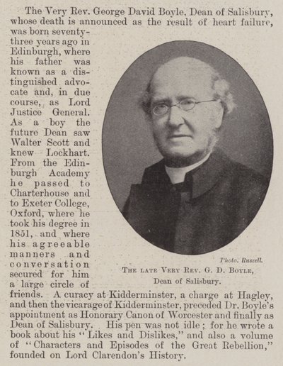 Feu Très Révérend G D Boyle, Doyen de Salisbury - English Photographer
