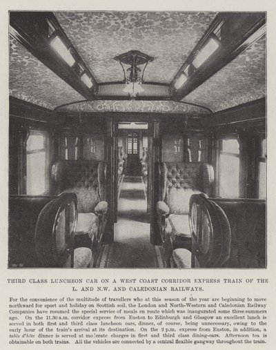 Voiture-restaurant de troisième classe sur un train express du West Coast Corridor des chemins de fer L et NW et Caledonian - English Photographer