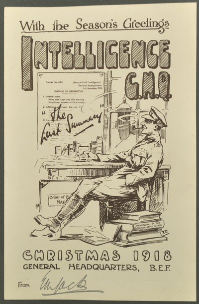 Avec les vœux de saison, Intelligence G.H.Q., Noël 1918 de E. M. Jack, 1918 - English Photographer