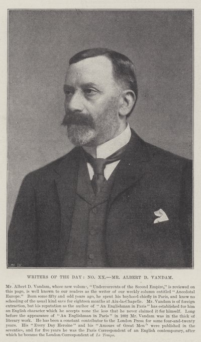 Écrivains du jour, M. Albert D Vandam - English Photographer