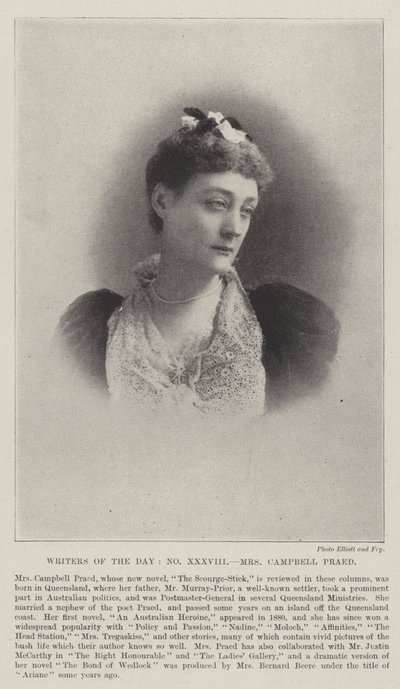 Écrivains du jour, Mme Campbell Praed - English Photographer