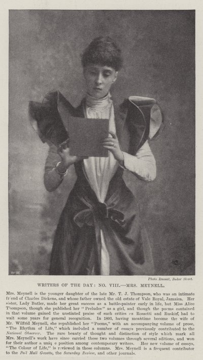 Écrivains du jour, Mme Meynell - English Photographer