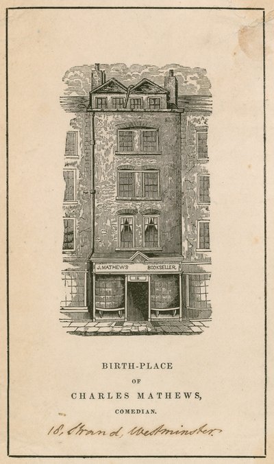 18 Strand, Westminster, Londres, lieu de naissance de Charles Matthews, comédien - English School