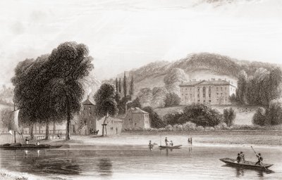 Vue du XIXe siècle de Beaumont Lodge, Old Windsor, Berkshire, Angleterre. Vendu en 1854 à la Société de Jésus et renommé Beaumont College, une école publique jésuite. Tiré de la Galerie de portraits et de paysages de Churton, publié en 1836. - English School