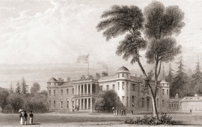 Vue du XIXe siècle de Goodwood House, West Sussex, sud de l