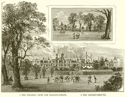 1. Le collège, depuis les terrains de jeu. 2. Le terrain de cricket - English School