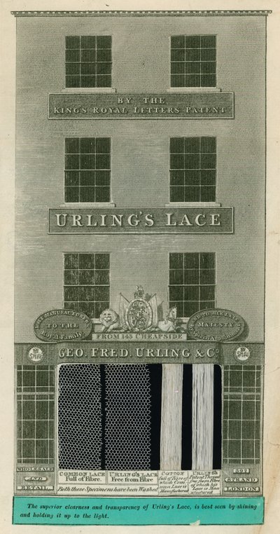 392 Strand, Londres; Geo. Fred. Urling & Co, fabricants de dentelle - English School
