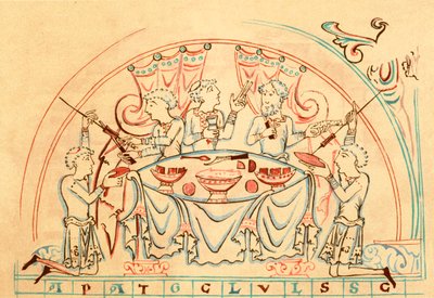 A Banquet (colour litho) - English School