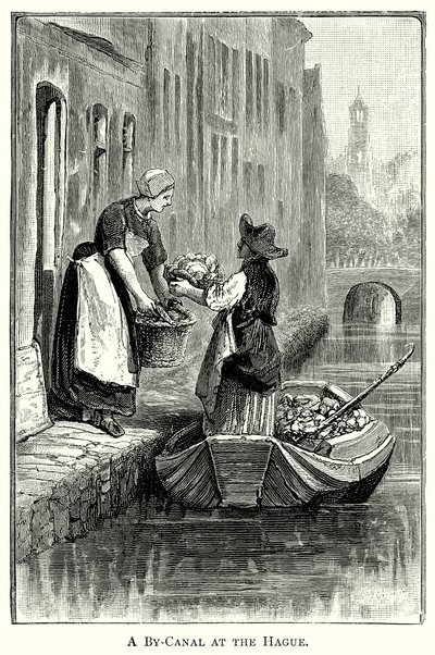 Un by-canal à La Haye (gravure) - English School
