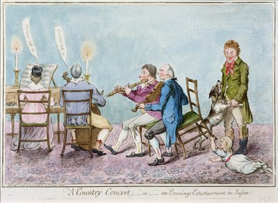 Un concert à la campagne, ou un divertissement du soir dans le Sussex, publié par Hannah Humphrey en 1798 - English School