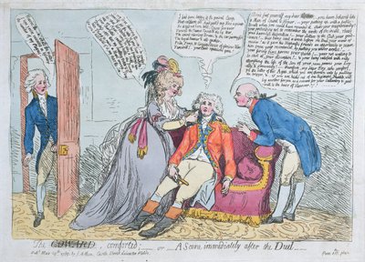 Un lâche réconforté, ou une scène immédiatement après le duel, publié par J. Aitken en 1789 - English School