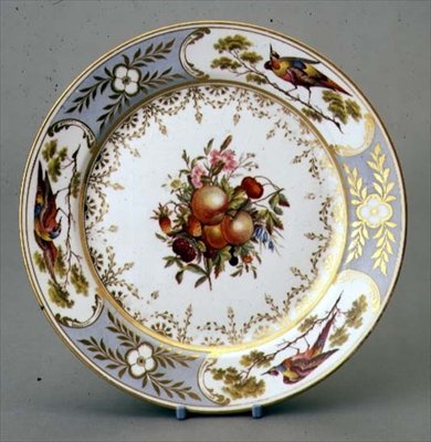 Une assiette de Derby peinte par George Complin - English School