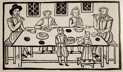 Un repas de famille, vers 1600 - English School