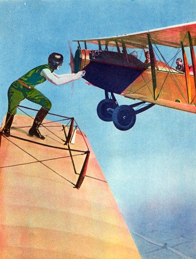 Un exploit qui demande des nerfs solides (lithographie couleur) - English School