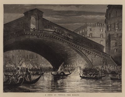 Une Fête à Venise, le Rialto (gravure) - English School