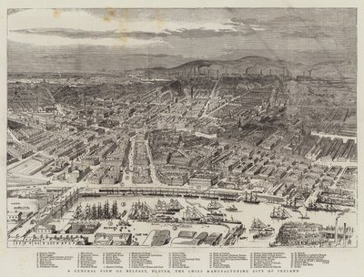 Vue générale de Belfast, Ulster, la principale ville manufacturière d
