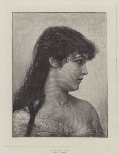 Une fille gitane (gravure) - English School