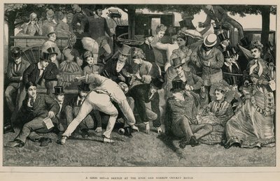 Un bon coup - un croquis au match de cricket Eton et Harrow - English School