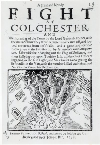 Un grand et sanglant combat à Colchester, imprimé en 1648 - English School
