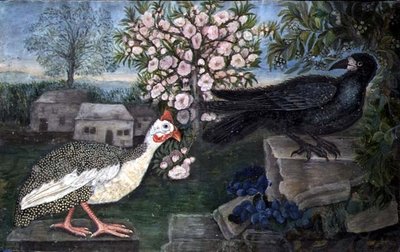 Une pintade et une corneille dans un paysage, c.1800 - English School
