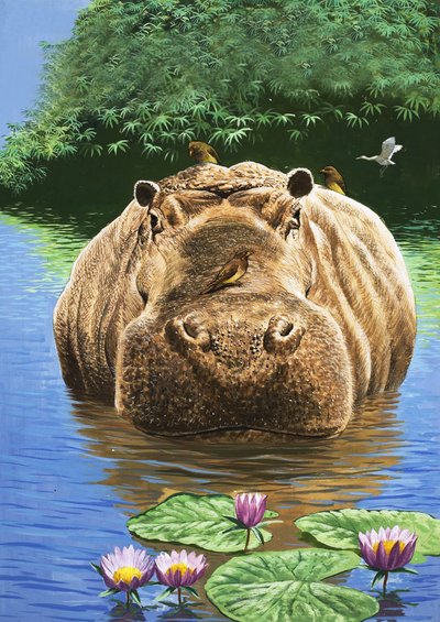 Un hippopotame heureux, illustration de "Nature