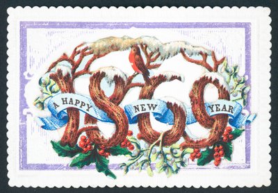 Bonne année 1869, carte de Nouvel An - English School