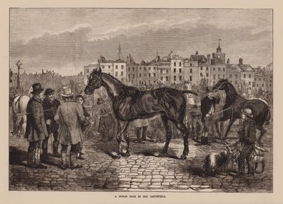 Vente de chevaux à Old Smithfield (gravure) - English School