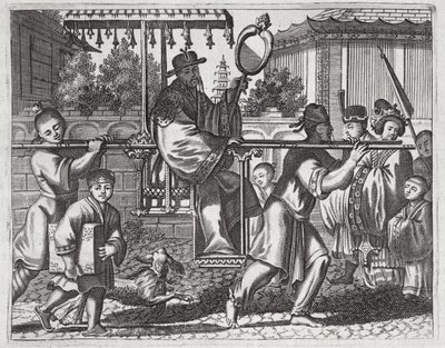 Un Mandarin dans une chaise à porteurs, illustration tirée d