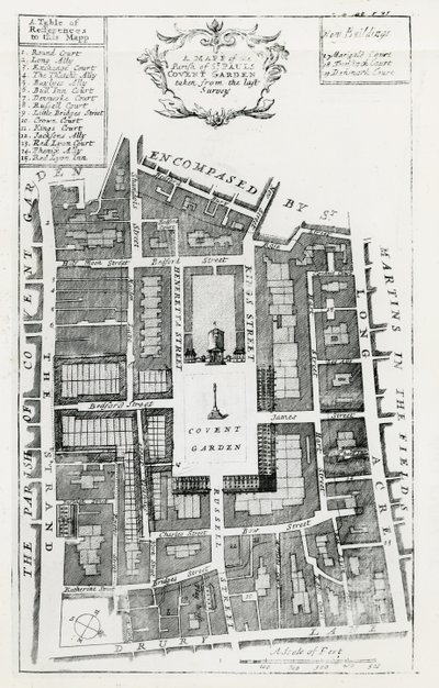 Carte de la paroisse de St Pauls Covent Garden tirée du dernier relevé - English School
